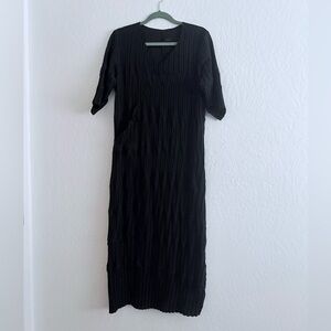 Y2K Babette S.F. Black Bamboo Pleat Column Dress, As-Is
